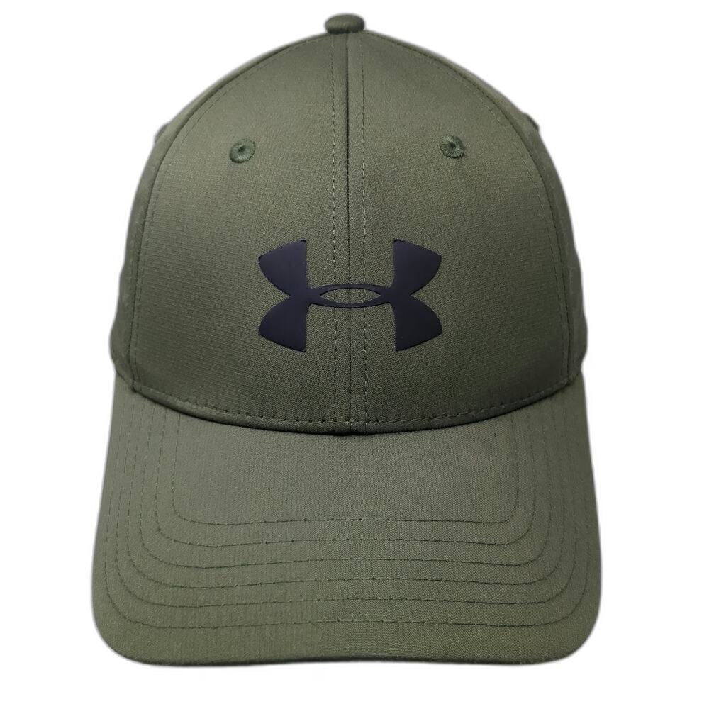 Under Armour Baseball Cap Green L Logo Stretch Fit Performance Storm Hat Curved